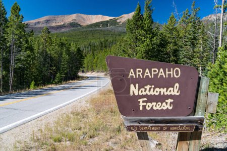 Photo for Welcome sign along the road in the Arapaho National Forest in Colorado - Royalty Free Image
