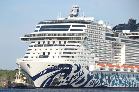 Photo for Velsen, the Netherlands - June 6th 2023: Euribia joined the MSC Cruises fleet in 2023 and was named on June 8th in Copenhagen, Danmark. It is the 2nd LNG ship to join the MSC fleet - Royalty Free Image