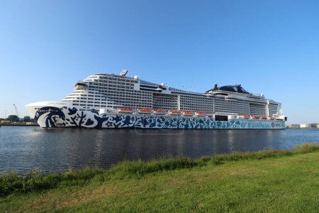 Photo for Velsen, the Netherlands - June 6th 2023: Euribia joined the MSC Cruises fleet in 2023 and was named on June 8th in Copenhagen, Danmark. It is the 2nd LNG ship to join the MSC fleet - Royalty Free Image