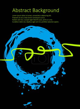 Ilustración de Fondo abstracto fluo azul y verde con pincel de tinta. Composición de estilo japonés. Fondo dinámico futurista brillante para el fondo de pantalla, interior, cubierta del volante, cartel, pancarta, folleto. - Imagen libre de derechos