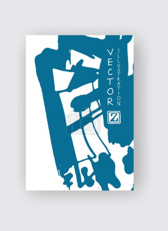 Illustration for Blue ink brush stroke on white background. Japanese style. Vector illustration of grunge stains - Royalty Free Image