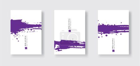 Illustration for Purple ink brush stroke on white background. Japanese style. Vector illustration of grunge wave stains.Vector brushes illustration. - Royalty Free Image