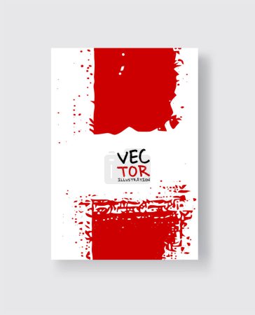 Illustration for Black red ink brush stroke on white background. Minimalistic style. Vector illustration of grunge element stains.Vector brushes illustration. - Royalty Free Image