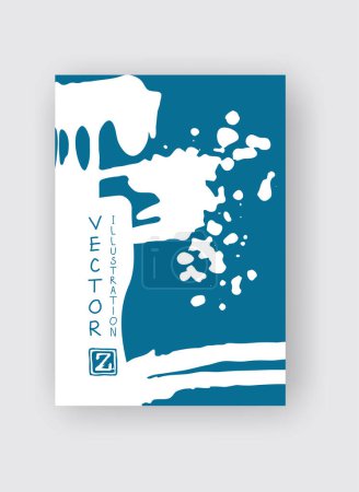 Illustration for White ink brush stroke on blue background. Japanese style. Vector illustration of grunge stains - Royalty Free Image
