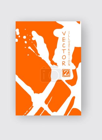 Illustration for White ink brush stroke on orange background. Japanese style. Vector illustration of grunge stains - Royalty Free Image