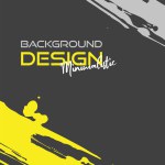 Gray and yellow abstract design set. Ink paint on brochure, Design elements isolated on dark.
