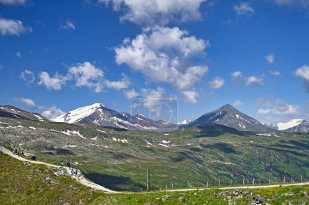Photo for People hiking on the Stubnerkogel mountain in Bad Gastein Austria - Royalty Free Image