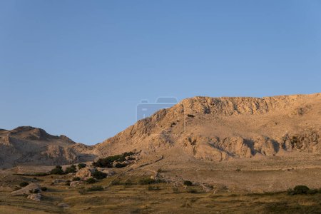 Hilly landscape of the croatian island of Pag on the Mediterranean Sea
