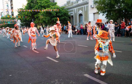 Photo for Buenos Aires, Argentina - 19 February 2023: Participants at the carnival in Buenos Aires Argentina - Royalty Free Image