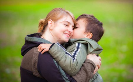 Photo for Happy grandmother with her grandson in the park - Royalty Free Image