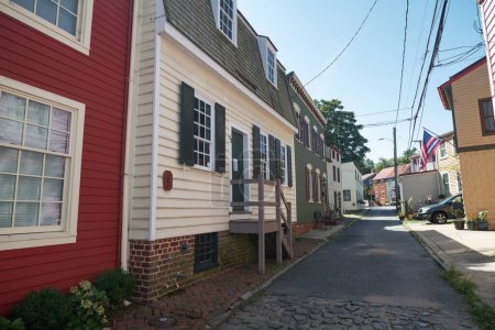 Foto de Ciudad histórica de Annapolis en la bahía de Chesapeake de Maryland. Arquitectura de casas antiguas. - Imagen libre de derechos