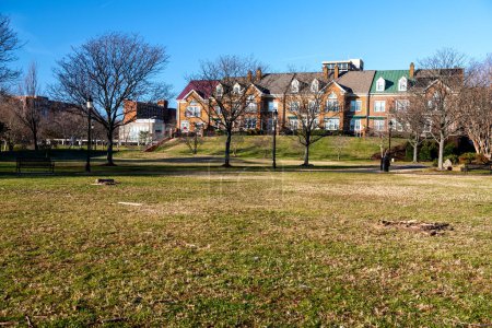 Photo for Modern houses facing Old Town Alexandria waterfront in Virginia, USA.   residential development in Alexandria neighborhood. - Royalty Free Image