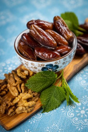 Photo for Fresh sweet date fruits, popular arabian and middle eastern food - Royalty Free Image