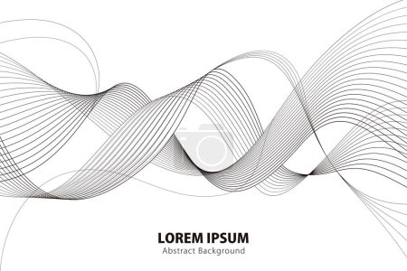 Illustrazione per Abstract vector background. Monochrome waved lines for brochure, website, flyer design. - Immagini Royalty Free