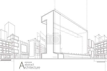Ilustración de Imaginación abstracta arquitectura moderna edificio urbano de números número uno edificio. - Imagen libre de derechos