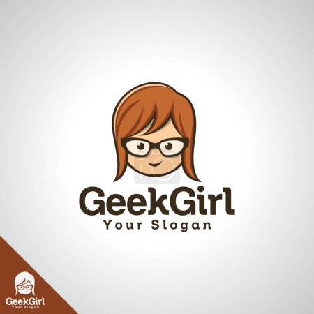 Illustration for Geek Girl Logo Template - Royalty Free Image