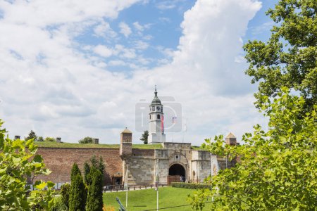 Photo for The Belgrade Sahat Tower, Clock Tower, built in the middle of the 18th century, Baroque style, located at Belgrade fortress, Kalemegdan. Serbia, Europe. - Royalty Free Image