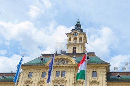 Photo for Vintage town hall building stands tall and proud in the heart of Szeged, Hungary - a picturesque cityscape full of history and culture. - Royalty Free Image
