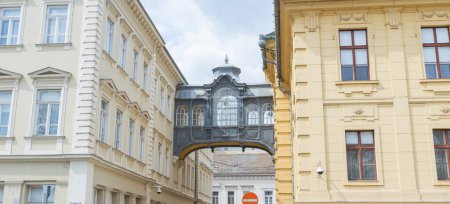 Téléchargez les photos : Hôtel de Ville de Szeged, Hongrie est un magnifique bâtiment architectural avec son emblématique Pont des Soupirs et ses fenêtres pittoresques - la destination touristique parfaite. - en image libre de droit