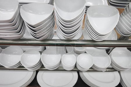 Stacked plates in a shop or restaurant