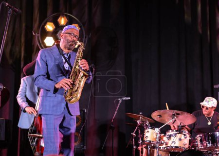 Photo for Cracow, Poland - July 08, 2022: Kenny Garrett Quintet performing live on the Kijow Centre stage at Summer Jazz Festival in Cracow, Poland - Royalty Free Image