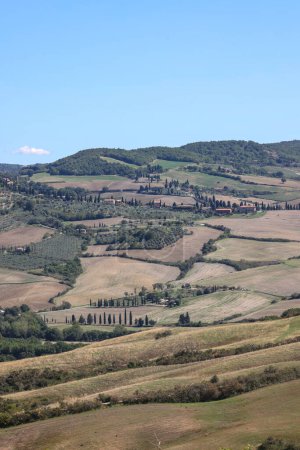 Die ländliche Landschaft in der Nähe von Pienza in der Toskana. Italien