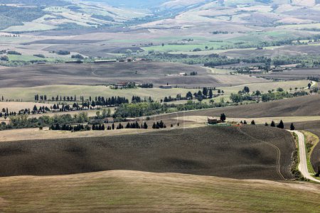  El paisaje rural cerca de Pienza en Toscana. Italia
