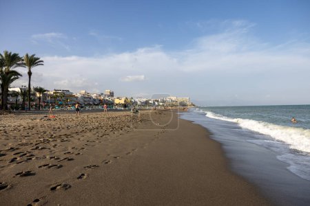 Photo for Torremolinos, Spain - September 15, 2023:  La Carihuela beach in Torremolinos, Malaga, Costa del Sol, Spain - Royalty Free Image