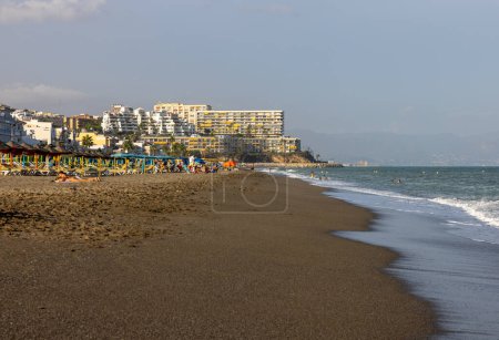 Photo for Torremolinos, Spain - September 15, 2023:  La Carihuela beach in Torremolinos, Malaga, Costa del Sol, Spain - Royalty Free Image