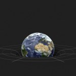 planet earth distorts space time - 3d rendering