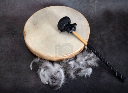 Photo for Natural tambourin in front of white background - Royalty Free Image