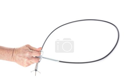 Téléchargez les photos : Câble de vidange devant fond blanc - en image libre de droit