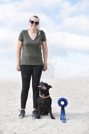 Photo for Staffordshire bull terrier competition  for obedience discipline - Royalty Free Image