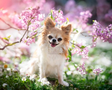Photo for Little chihuahua posing in the nature in spring - Royalty Free Image