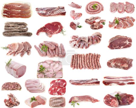 Téléchargez les photos : Pork meats in front of white background - en image libre de droit