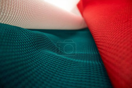 Photo for Macro view of the Italy flag material and its weaving pattern. Flag, country, patriotic - Royalty Free Image
