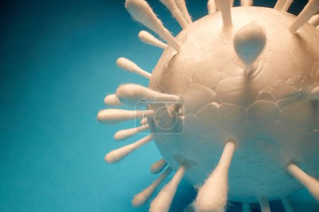 Photo for Realistic white model of coronavirus under the light. Covid19, corona, pandemic - Royalty Free Image