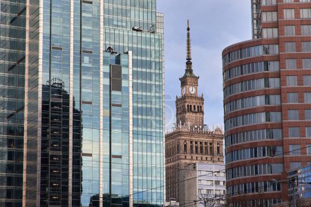 Photo for Warsaw, POLAND - April 09, 2023 - Warsaw Business Center with a view of the buildings. The symbol of Warsaw - Royalty Free Image