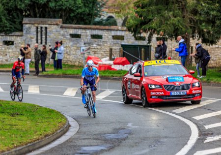 Photo for Beulle, France - March 10, 2019: The Italian cyclist Alessandro Fedeli of  Team Delko Marseille Provence rides on Cote de Beulle during the stage 1 of Paris-Nice 2019. - Royalty Free Image
