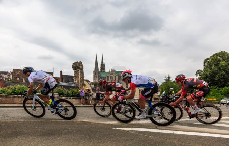 Photo for Chartres, France - 11, June, 2023: The peloton rides during the stage 3 of Tour Eure-et-Loir 2023. - Royalty Free Image