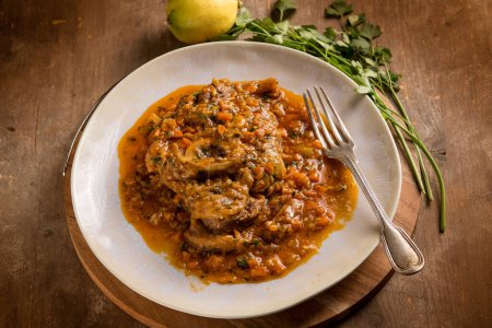 Photo for Milanese braised veal, traditional italian recipe - Royalty Free Image