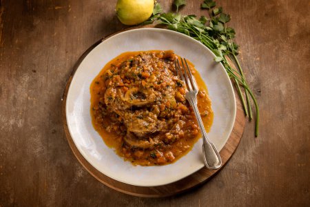 Photo for Milanese braised veal, traditional italian recipe - Royalty Free Image