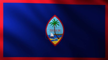 Foto de Gran Bandera de Guam fondo en el viento con patrones de olas - Imagen libre de derechos