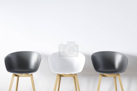 Photo for Row of chairs with one odd one out. Job opportunity. Business leadership. recruitment concept. 3D rendering - Royalty Free Image