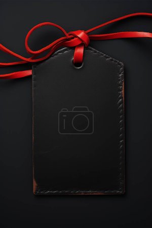 Photo for Red empty price tag on black or dark background. Black Friday concept, template copyspace. - Royalty Free Image