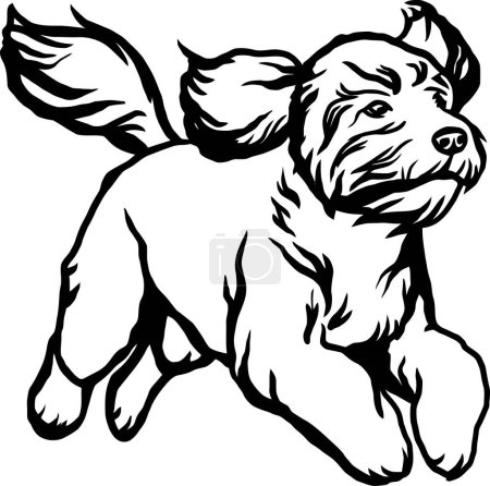 Téléchargez les illustrations : Goldendoodle - Chien de race, Drôle de chien fichier vectoriel, Pochoir coupé, vecteur détaillé - en licence libre de droit