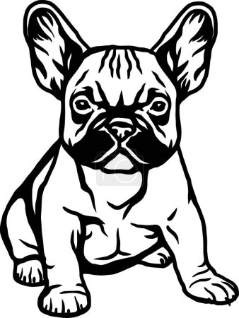 Téléchargez les illustrations : Bulldog français - Chien de race, Fichier vectoriel chien drôle, Pochoir coupé, vecteur détaillé - en licence libre de droit