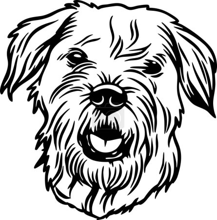 Téléchargez les illustrations : Border Terrier - Chiens drôles vectoriel détaillé - Portrait vectoriel animal de compagnie, Pochoir de silhouette pour chien - en licence libre de droit
