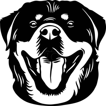 Téléchargez les illustrations : Rottweiler - Chiens drôles vectoriel détaillé - Portrait vectoriel animal de compagnie, Pochoir de silhouette pour chien - en licence libre de droit