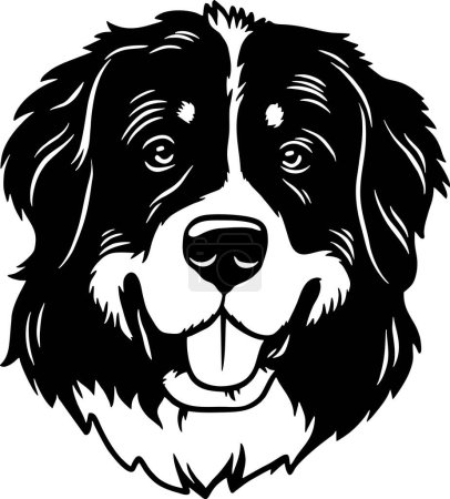 Téléchargez les illustrations : Chien de montagne bernois - Chiens drôles vectoriel détaillé - Portrait vectoriel animal, Pochoir de silhouette pour chien - en licence libre de droit